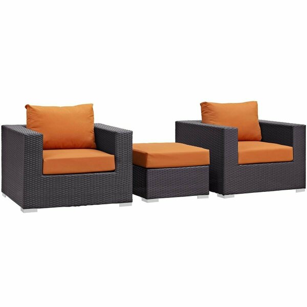 Modway Furniture Convene Outdoor Patio Sofa Set, Espresso Orange - 3 Piece EEI-2174-EXP-ORA-SET